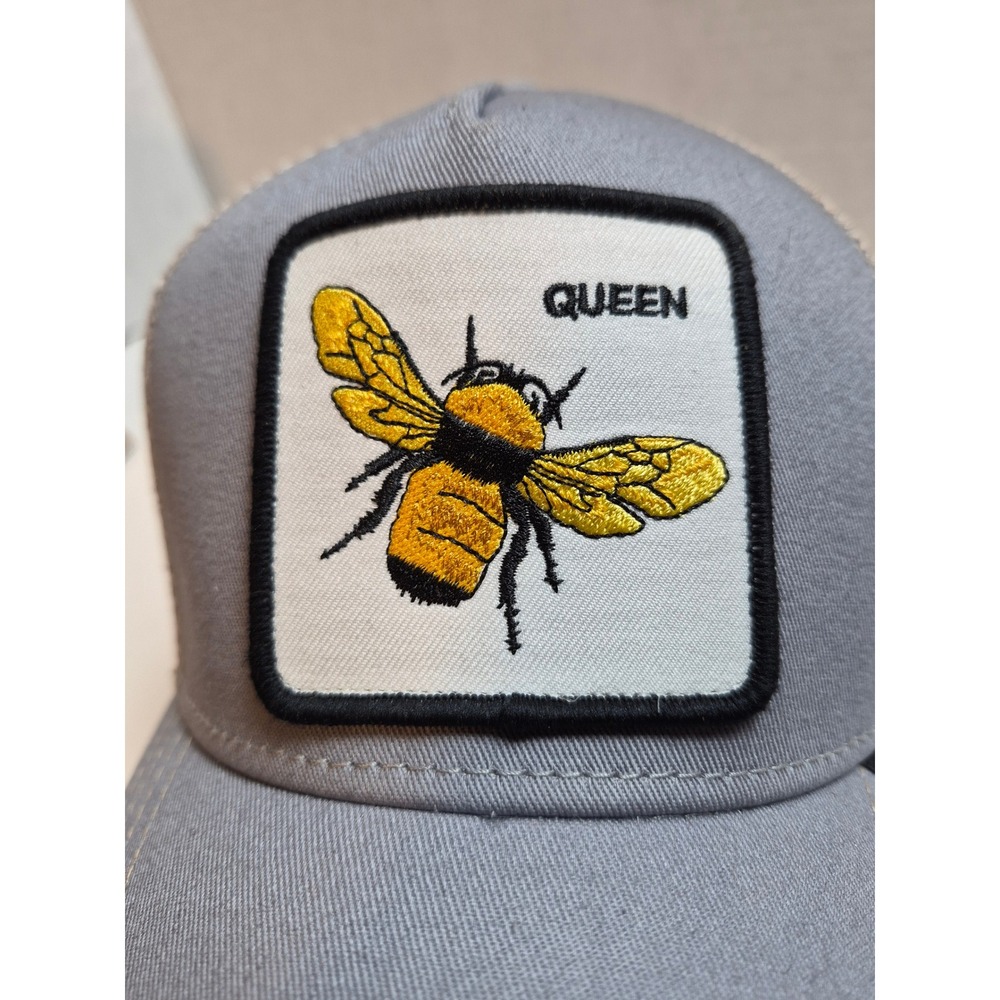 Goorin Bros The Farm Queen Bee Trucker Hat Gray Tan Mesh Snapback Cap - Picture 3 of 15